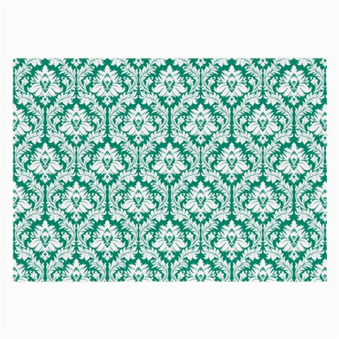 White On Emerald Green Damask Glasses Cloth (Large) from ArtsNow.com Front