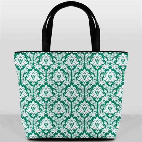 Emerald Green Damask Pattern Bucket Bag from ArtsNow.com Front