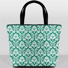 Emerald Green Damask Pattern Bucket Bag from ArtsNow.com Front