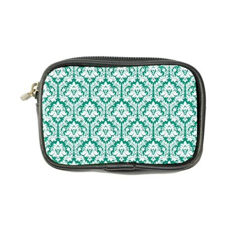 Emerald Green Damask Pattern Coin Purse from ArtsNow.com Front