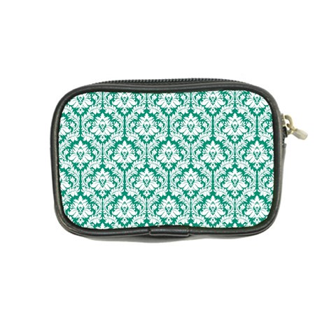 Emerald Green Damask Pattern Coin Purse from ArtsNow.com Back