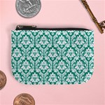 Emerald Green Damask Pattern Mini Coin Purse