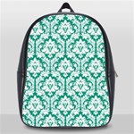 Emerald Green Damask Pattern School Bag (Large)