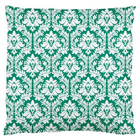 Emerald Green Damask Pattern Large Cushion Case (Two Sides) from ArtsNow.com Front