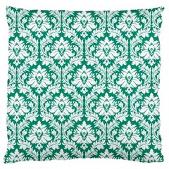 Emerald Green Damask Pattern Large Cushion Case (Two Sides) from ArtsNow.com Front