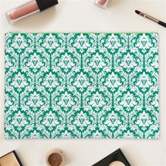 Emerald Green Damask Pattern Cosmetic Bag (XXL) from ArtsNow.com Front