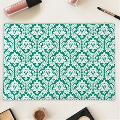 Emerald Green Damask Pattern Cosmetic Bag (XXL) from ArtsNow.com Back