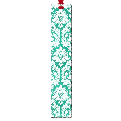 White On Emerald Green Damask Large Bookmark from ArtsNow.com Front