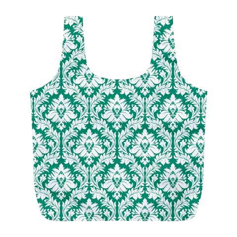 Emerald Green Damask Pattern Full Print Recycle Bag (L) from ArtsNow.com Front