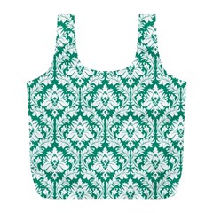 Emerald Green Damask Pattern Full Print Recycle Bag (L) from ArtsNow.com Front