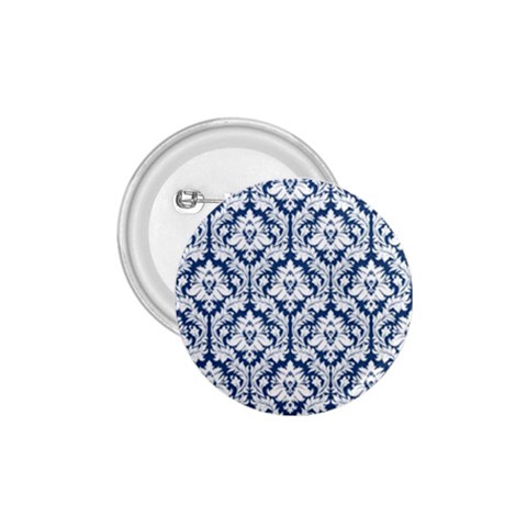 White On Blue Damask 1.75  Button from ArtsNow.com Front