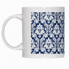 White On Blue Damask White Coffee Mug from ArtsNow.com Left