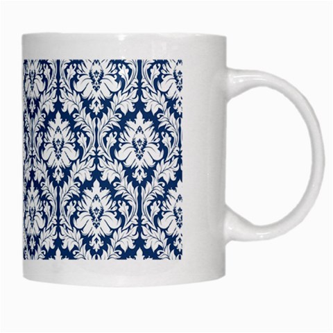 White On Blue Damask White Coffee Mug from ArtsNow.com Right