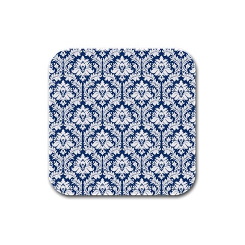 White On Blue Damask Drink Coasters 4 Pack (Square) from ArtsNow.com Front