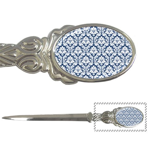 White On Blue Damask Letter Opener from ArtsNow.com Front