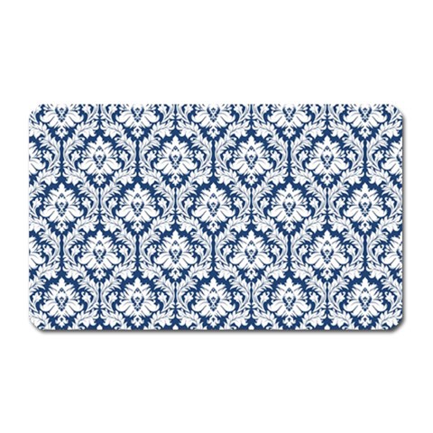 White On Blue Damask Magnet (Rectangular) from ArtsNow.com Front