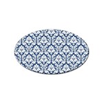 White On Blue Damask Sticker 10 Pack (Oval)