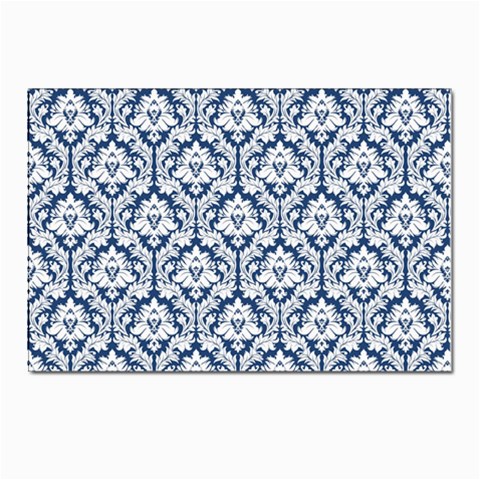 White On Blue Damask Postcard 4 x 6  (10 Pack) from ArtsNow.com Front