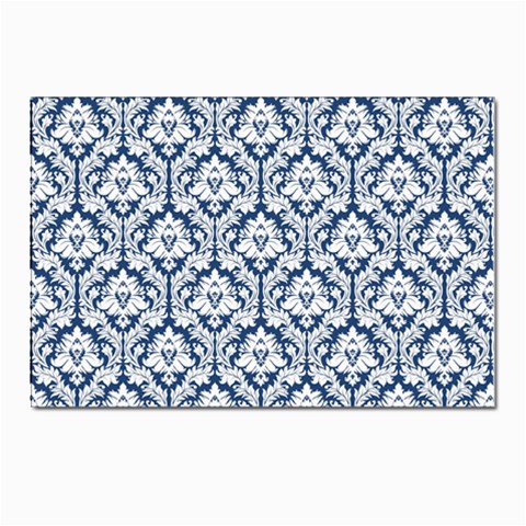 White On Blue Damask Postcards 5  x 7  (10 Pack) from ArtsNow.com Front