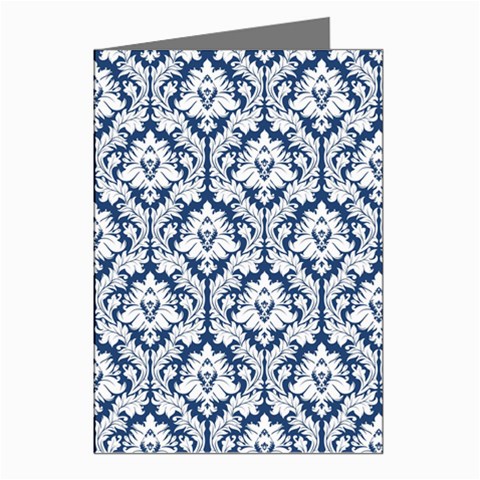 White On Blue Damask Greeting Card (8 Pack) from ArtsNow.com Left