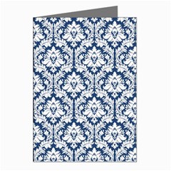 White On Blue Damask Greeting Card (8 Pack) from ArtsNow.com Left