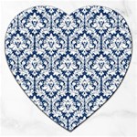 White On Blue Damask Jigsaw Puzzle (Heart)