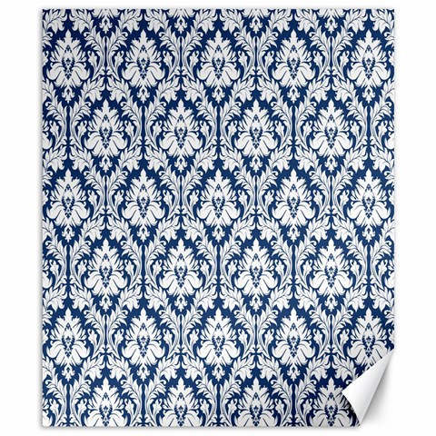 White On Blue Damask Canvas 8  x 10  (Unframed) from ArtsNow.com 8.15 x9.66  Canvas - 1