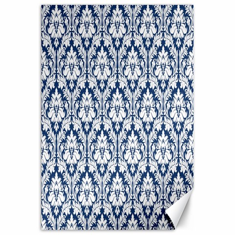 White On Blue Damask Canvas 20  x 30  (Unframed) from ArtsNow.com 19.62 x28.9  Canvas - 1