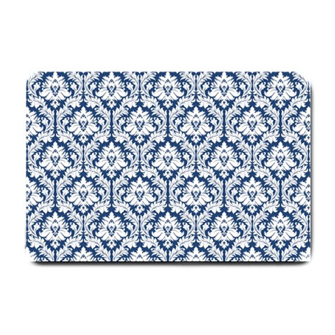 White On Blue Damask Small Door Mat from ArtsNow.com 24 x16  Door Mat