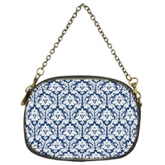 Navy Blue Damask Pattern Chain Purse (Two Sides) from ArtsNow.com Back