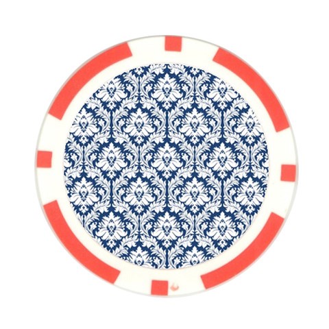 White On Blue Damask Poker Chip (10 Pack) from ArtsNow.com Front