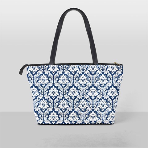 Navy Blue Damask Pattern Classic Shoulder Handbag from ArtsNow.com Back