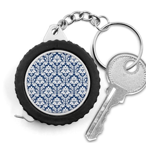 White On Blue Damask Measuring Tape from ArtsNow.com Front