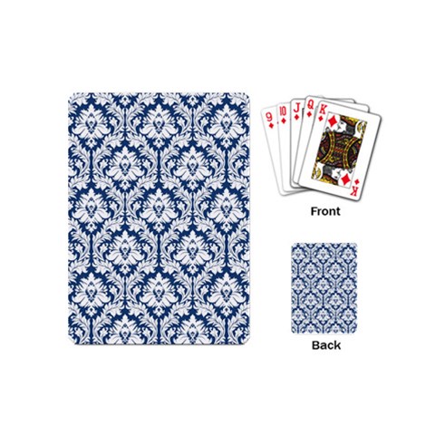 White On Blue Damask Playing Cards (Mini) from ArtsNow.com Back