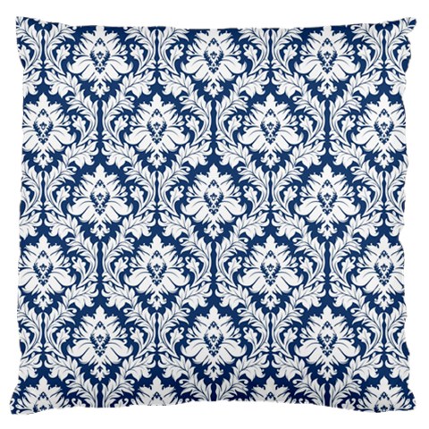 Navy Blue Damask Pattern Large Cushion Case (One Side) from ArtsNow.com Front