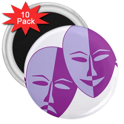 Comedy & Tragedy Of Chronic Pain 3  Button Magnet (10 pack) from ArtsNow.com Front