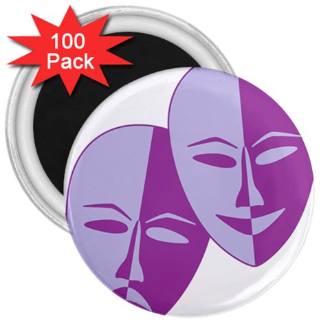 Comedy & Tragedy Of Chronic Pain 3  Button Magnet (100 pack) from ArtsNow.com Front