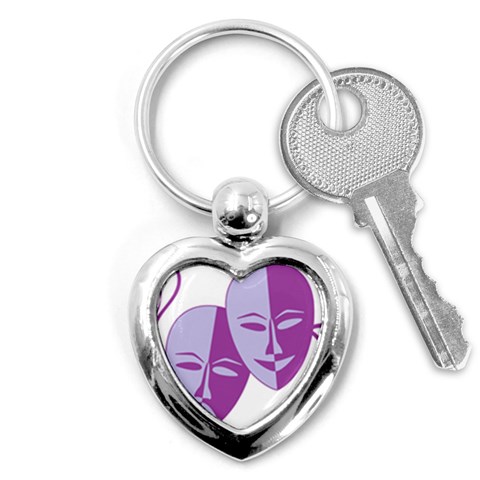 Comedy & Tragedy Of Chronic Pain Key Chain (Heart) from ArtsNow.com Front