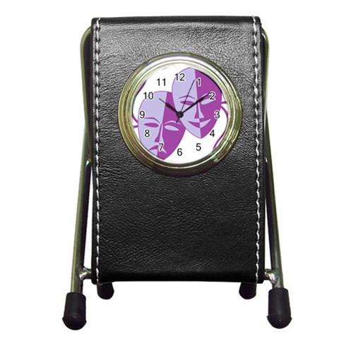 Comedy & Tragedy Of Chronic Pain Stationery Holder Clock from ArtsNow.com Front