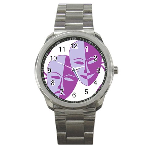 Comedy & Tragedy Of Chronic Pain Sport Metal Watch from ArtsNow.com Front