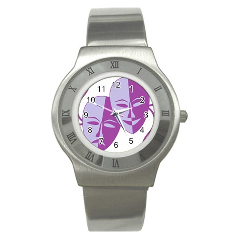 Comedy & Tragedy Of Chronic Pain Stainless Steel Watch (Slim) from ArtsNow.com Front