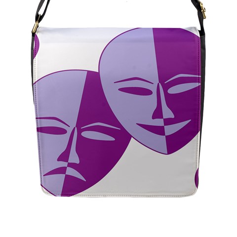 Comedy & Tragedy Of Chronic Pain Flap Closure Messenger Bag (Large) from ArtsNow.com Front