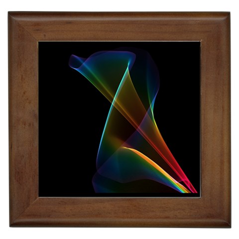 Abstract Rainbow Lily, Colorful Mystical Flower  Framed Ceramic Tile from ArtsNow.com Front