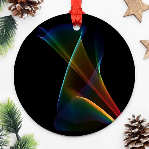 Abstract Rainbow Lily, Colorful Mystical Flower  Round Ornament from ArtsNow.com Front