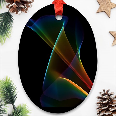 Abstract Rainbow Lily, Colorful Mystical Flower  Oval Ornament from ArtsNow.com Front