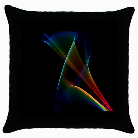 Abstract Rainbow Lily, Colorful Mystical Flower  Black Throw Pillow Case from ArtsNow.com Front