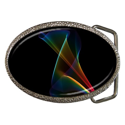 Abstract Rainbow Lily, Colorful Mystical Flower  Belt Buckle (Oval) from ArtsNow.com Front