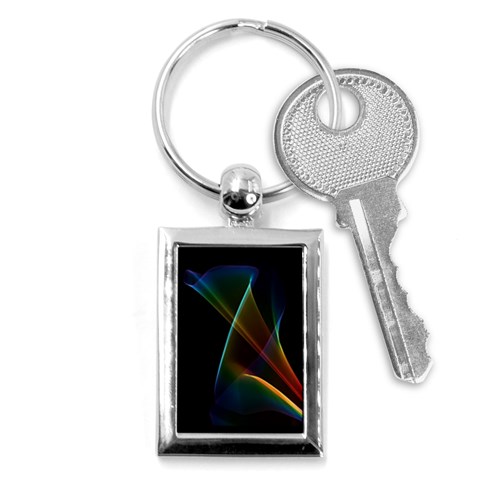 Abstract Rainbow Lily, Colorful Mystical Flower  Key Chain (Rectangle) from ArtsNow.com Front