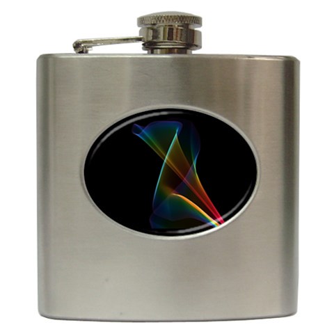 Abstract Rainbow Lily, Colorful Mystical Flower  Hip Flask from ArtsNow.com Front