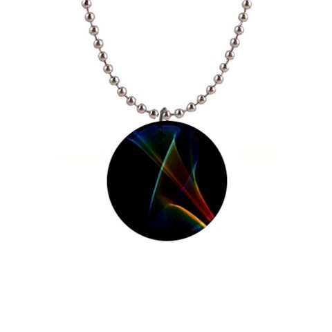 Abstract Rainbow Lily, Colorful Mystical Flower  Button Necklace from ArtsNow.com Front